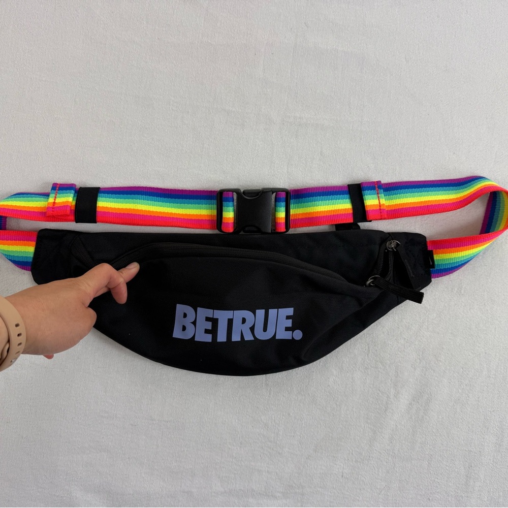 Nike Pride Black Crossbody Belt Bag with Rainbow Strap